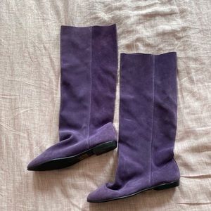 Purple Suede Slouch Knee High Boots- Size 8.5